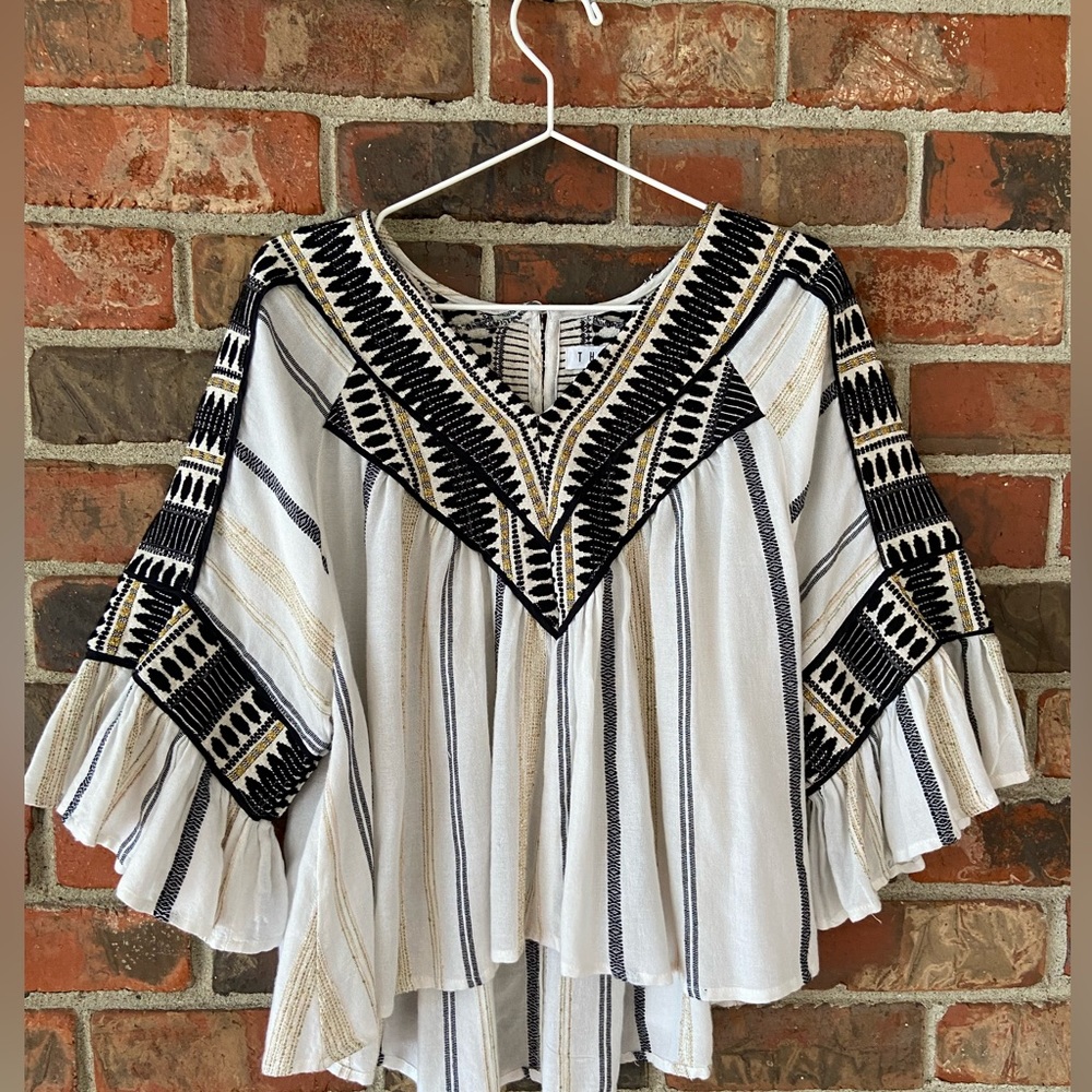 THML women’s embellished bell sleeve top size medium